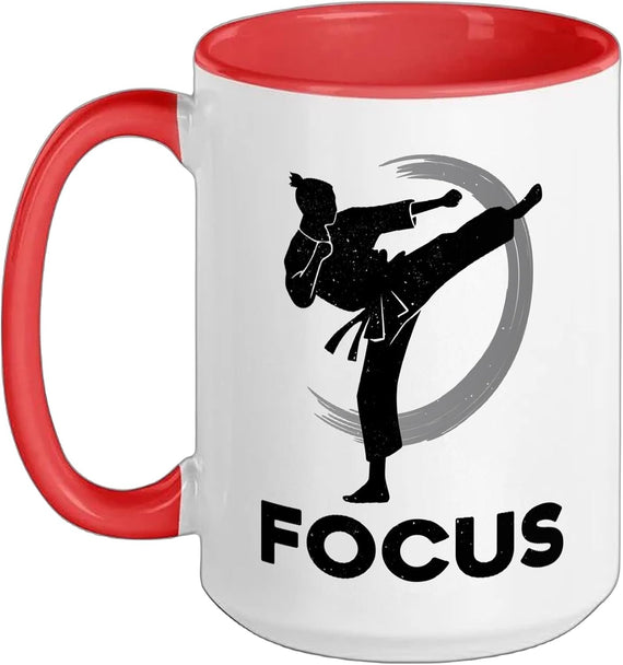 Martial Arts Focus Dynamic Kick Pose Silhouette Design Ceramic Mug