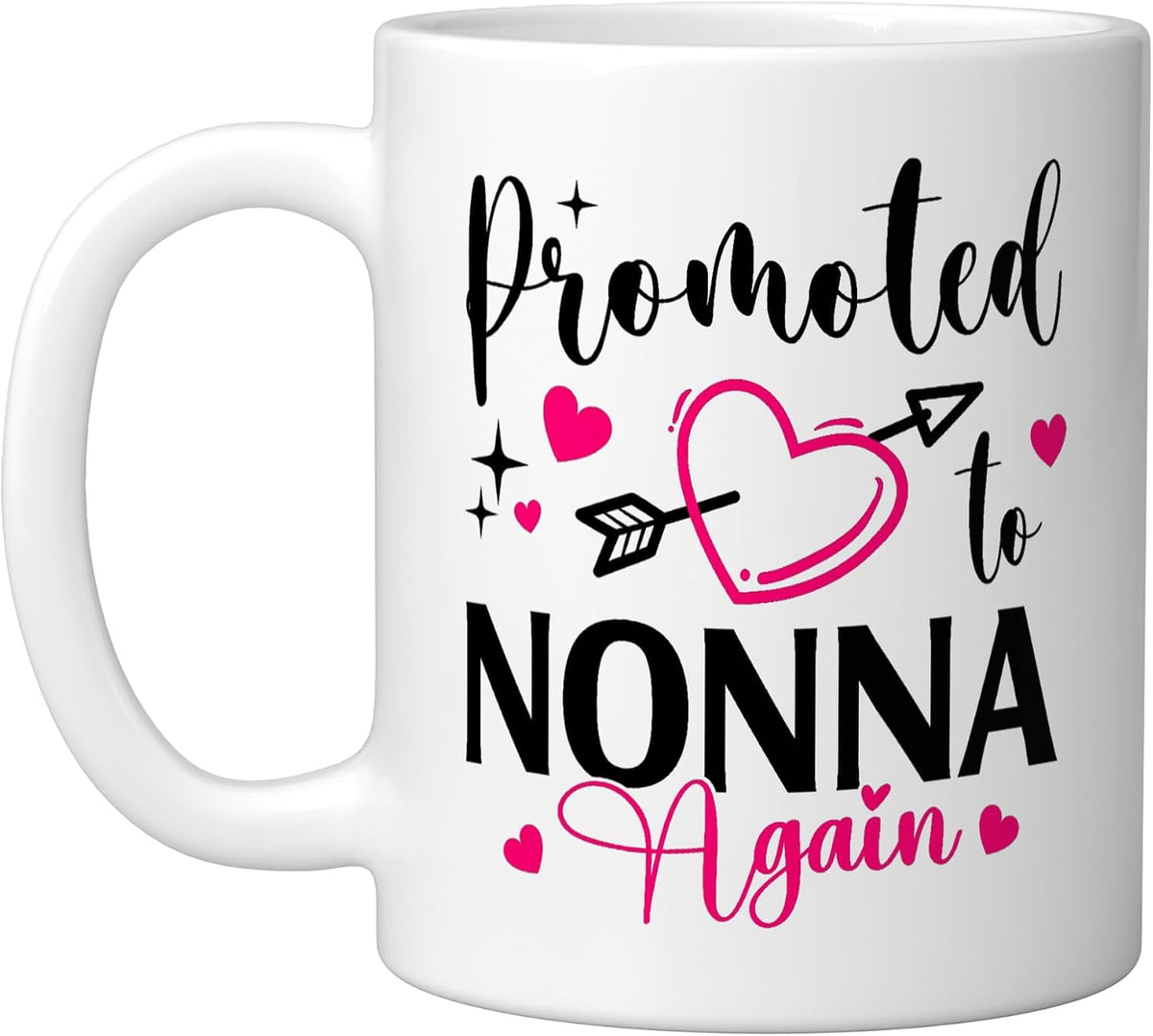 Promoted To Nonna Again Arrow Hearts, White Ceramic Mug