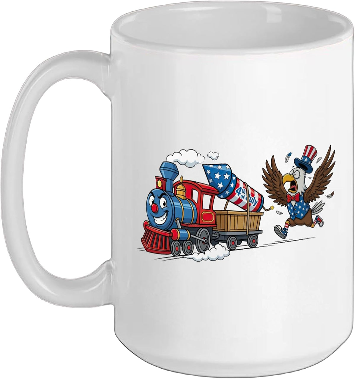 Funny Train American Usa Flag Memorial Day 4th Of July Ceramic Mug
