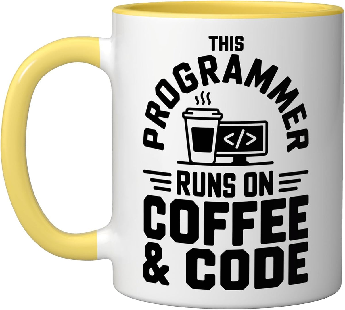 This Programmer Runs On Coffee And Code Programming Ceramic Mug