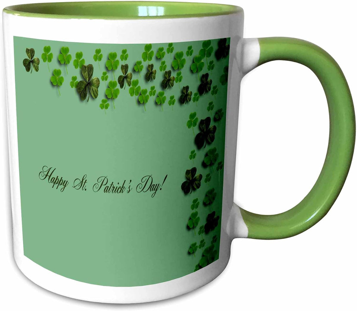 Clovers Top And Right, Happy St Patricks Day Ceramic Mug