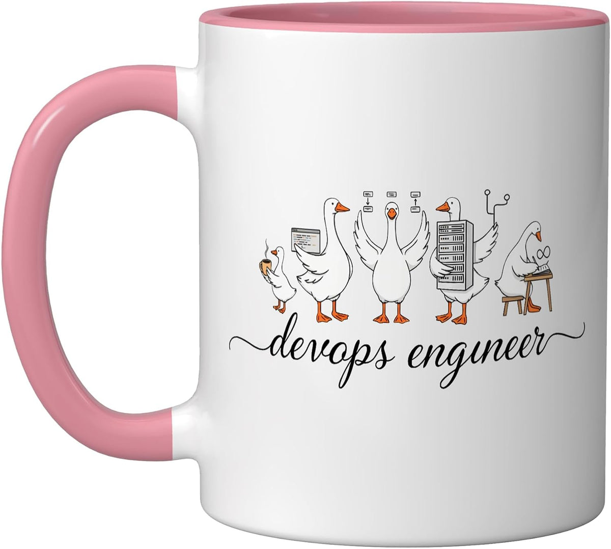 Funny Goose Devops Engineer Team IT Duck Meme Ceramic Mug