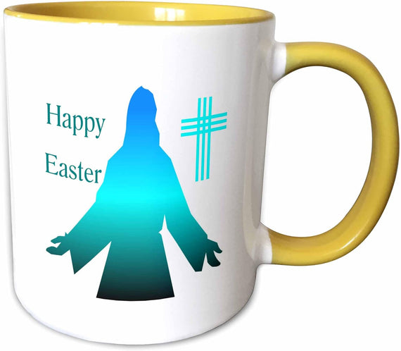 Happy Easter With Turquoise Silhouette Ceramic Mug