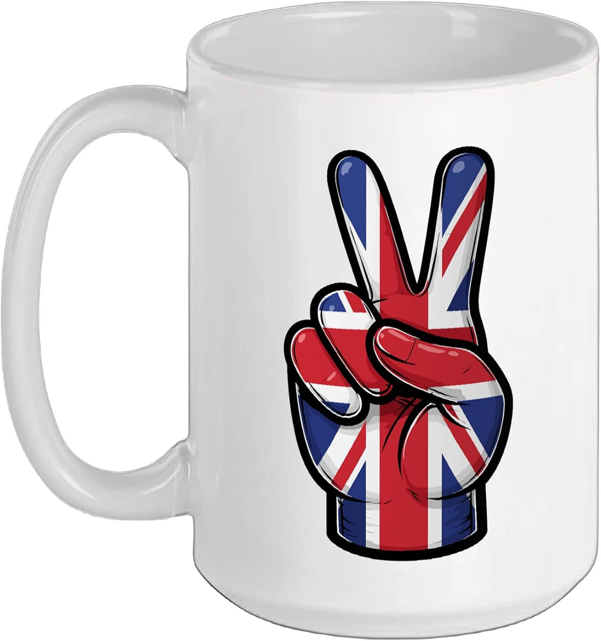 Uk Peace Sign Hand Patriotic British Country Flag Ceramic Mug