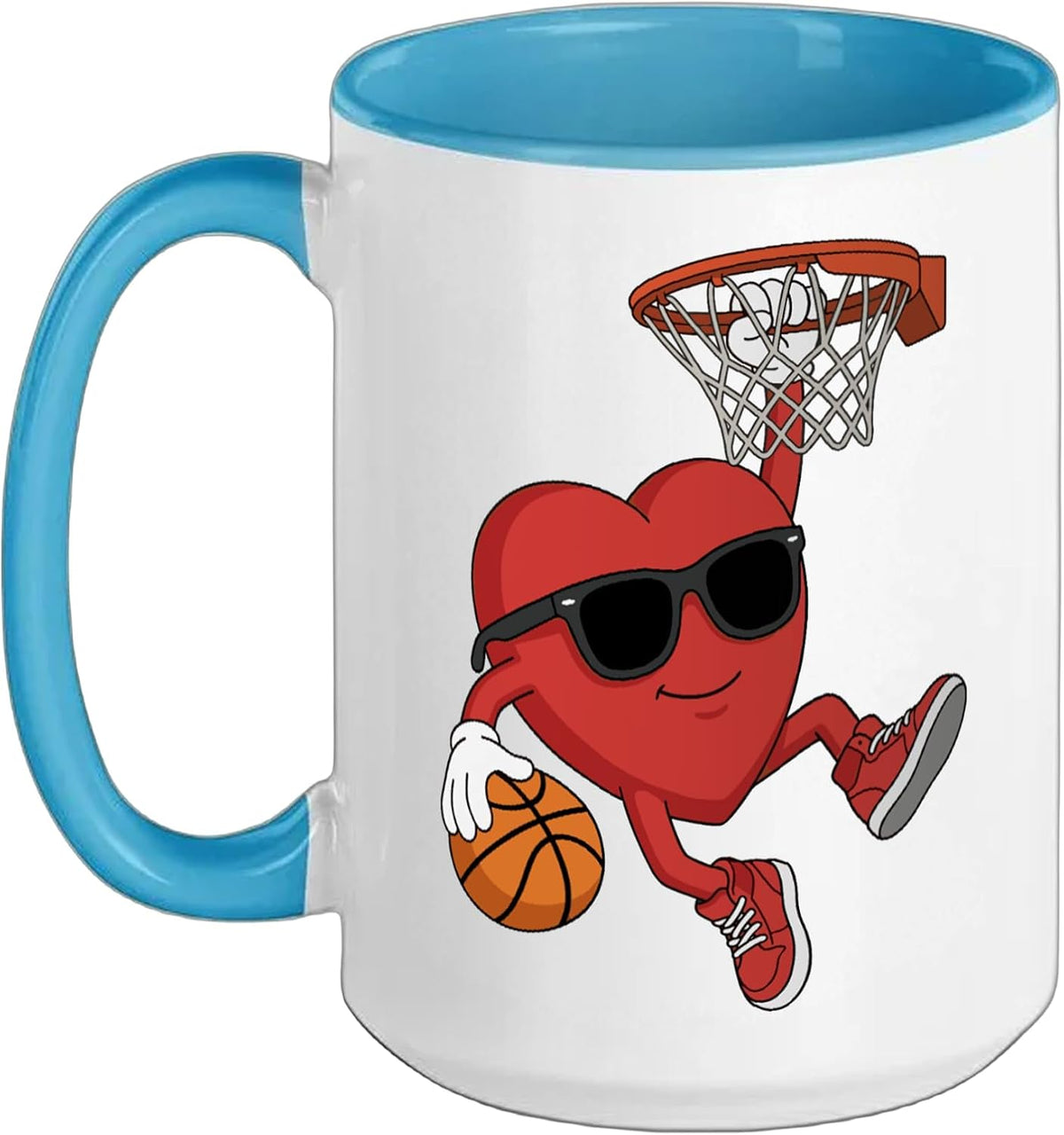 Valentines Basketball Heart Playing Basketball Boys Kids Ceramic Mug
