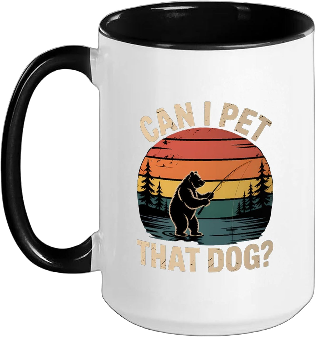 Can I Pet That Dog Bear Funny Animal Meme Ceramic Mug