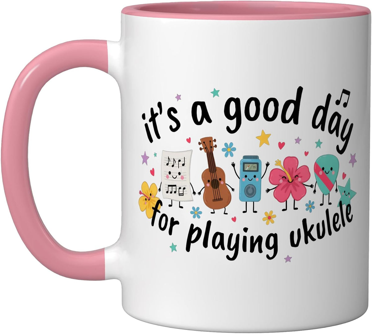 Ukulele Player Mini Guitar Uke Ukelele Four String Ceramic Mug