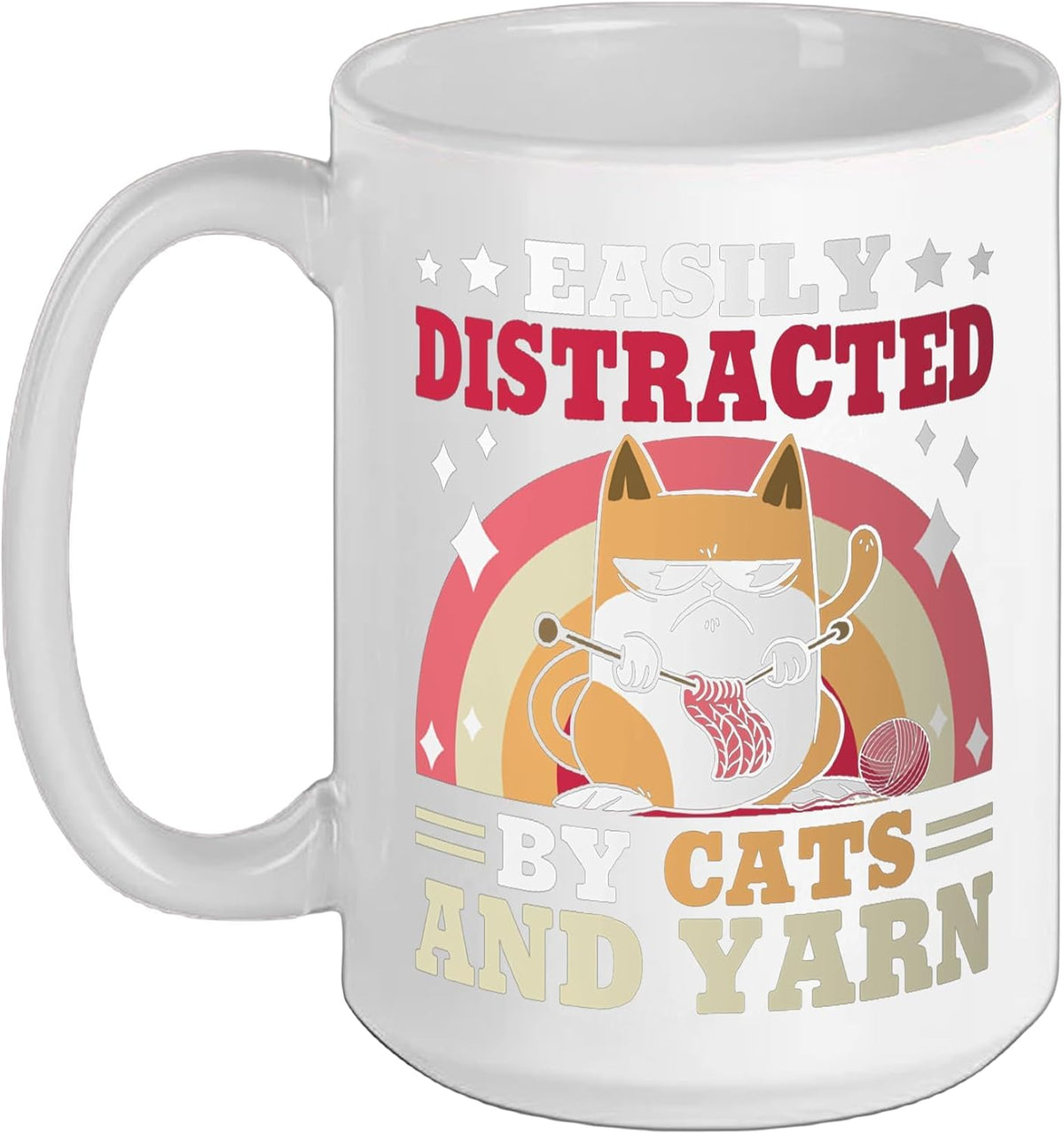 Easily Distracted By Cats And Yarn Crocheting Sewing Ceramic Mug