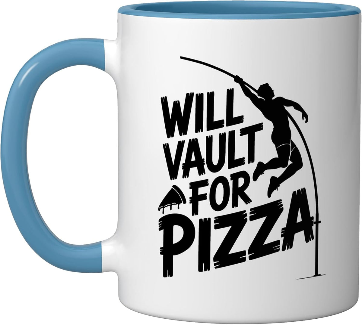 Pole Vaulter Who Will Vault Pizza Food Pun Track Humor Ceramic Mug