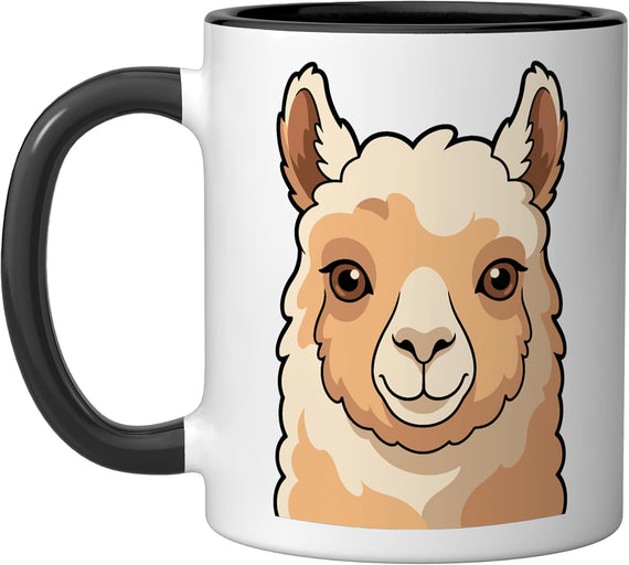 Cute Llama Face Portrait Ceramic Mug