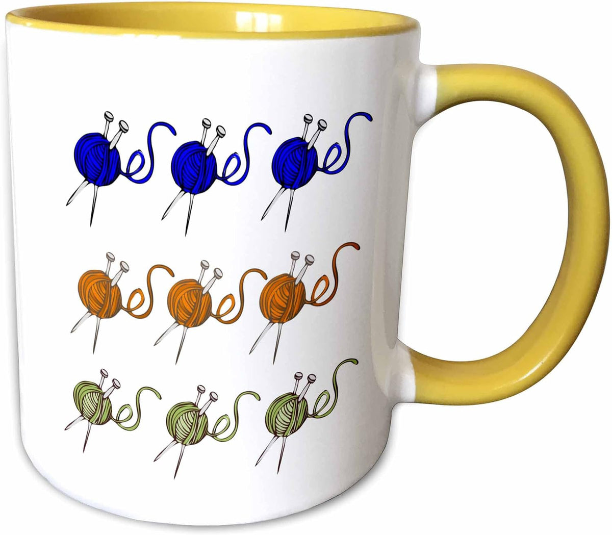 Purple Orange & Green Knitting Pattern Ceramic Mug