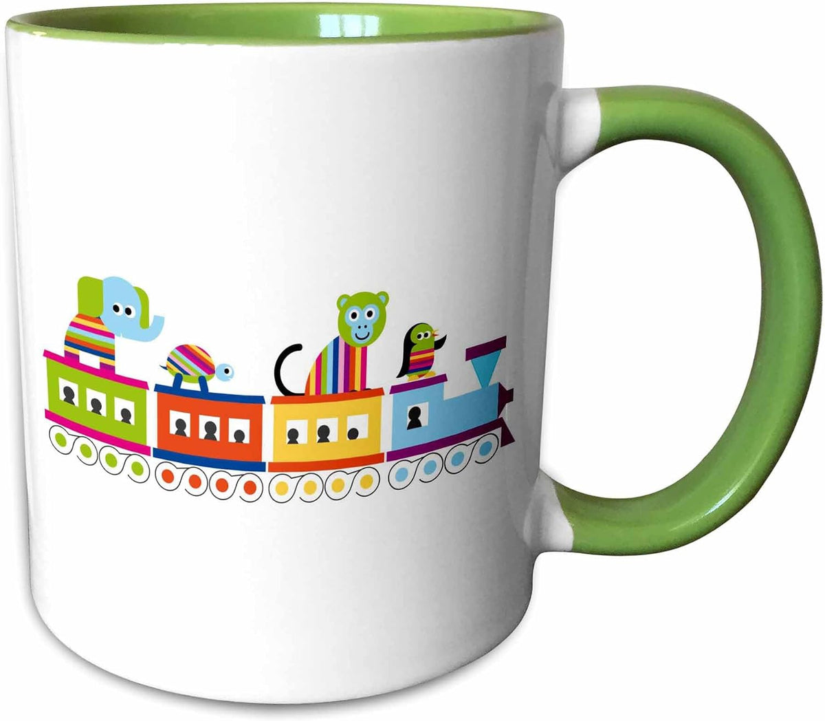 Colorful Train Striped Animals Ceramic Mug