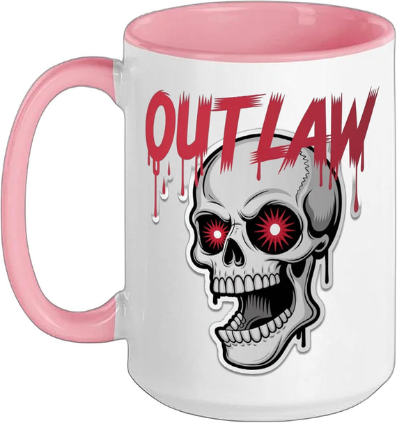 Outlaw Skull Red Star Eyes Gothic Retro Skull Halloween Ceramic Mug