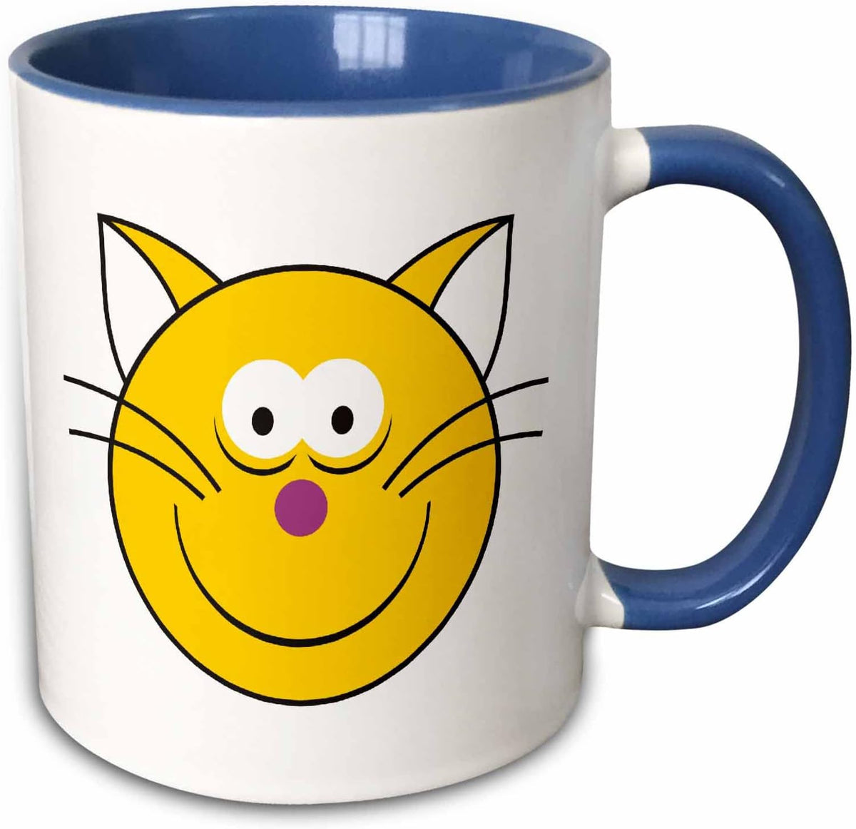 Yellow Smiley Cat Face Cartoon Smile Ceramic Mug