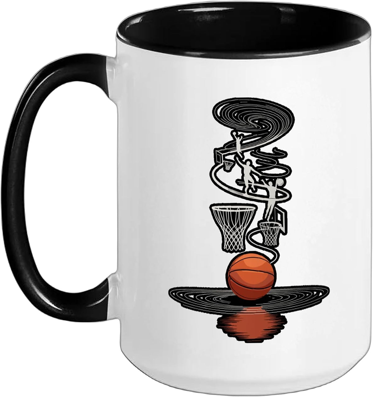 Line Art Basketball Basket Hoop Player Ceramic Mug