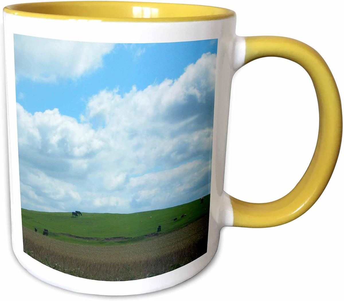 Cows On Green Hill Ceramic Mug