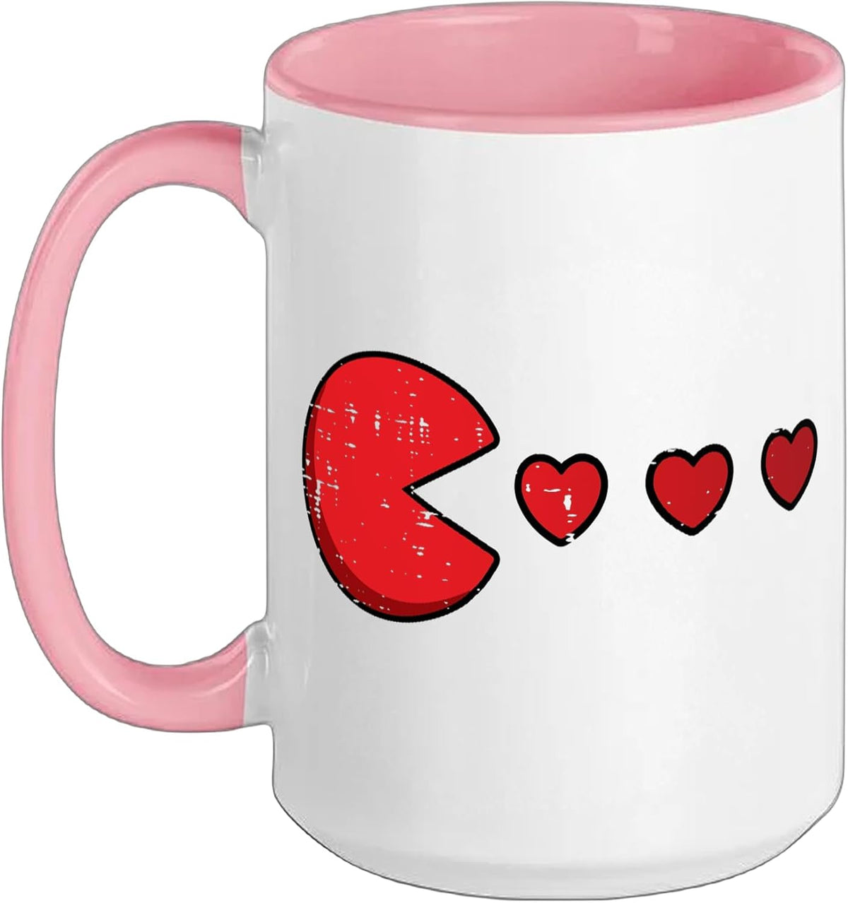 Valentines Day Retro Game Eating Hearts Gaming Boys Kids Ceramic Mug