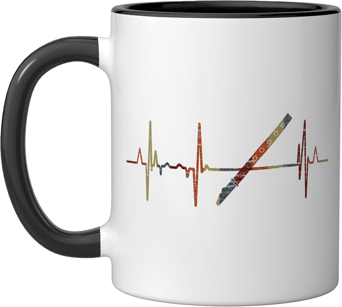 Flute Heartbeat Vintage Ecg Cardiogram Retro Ceramic Mug