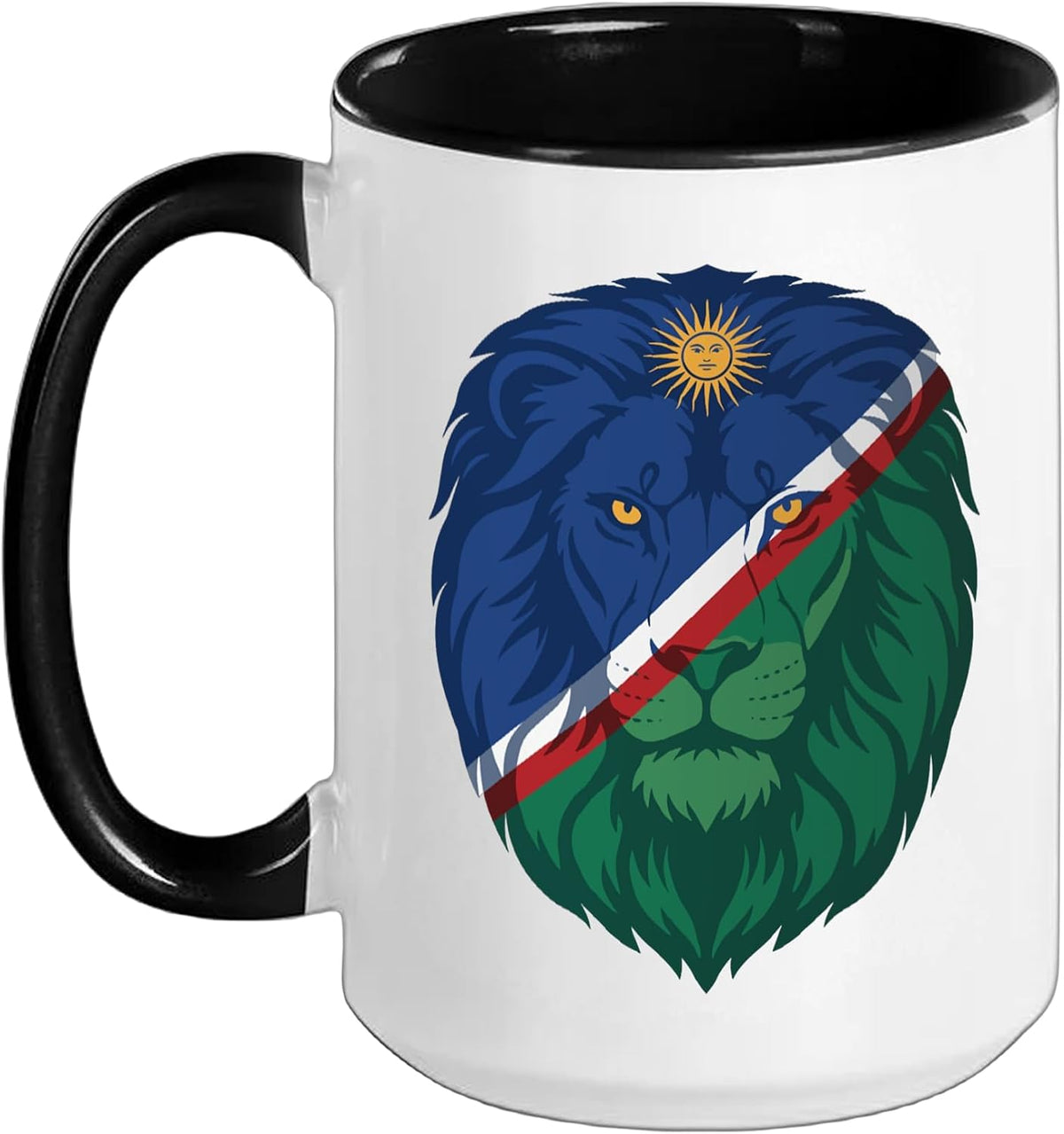 Namibia Flag Colors Lion Head Ceramic Mug