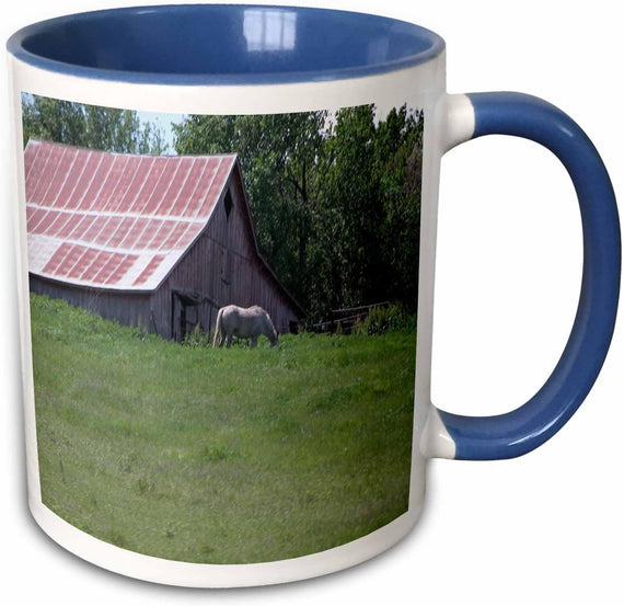 Horse By Barn Ceramic Mug