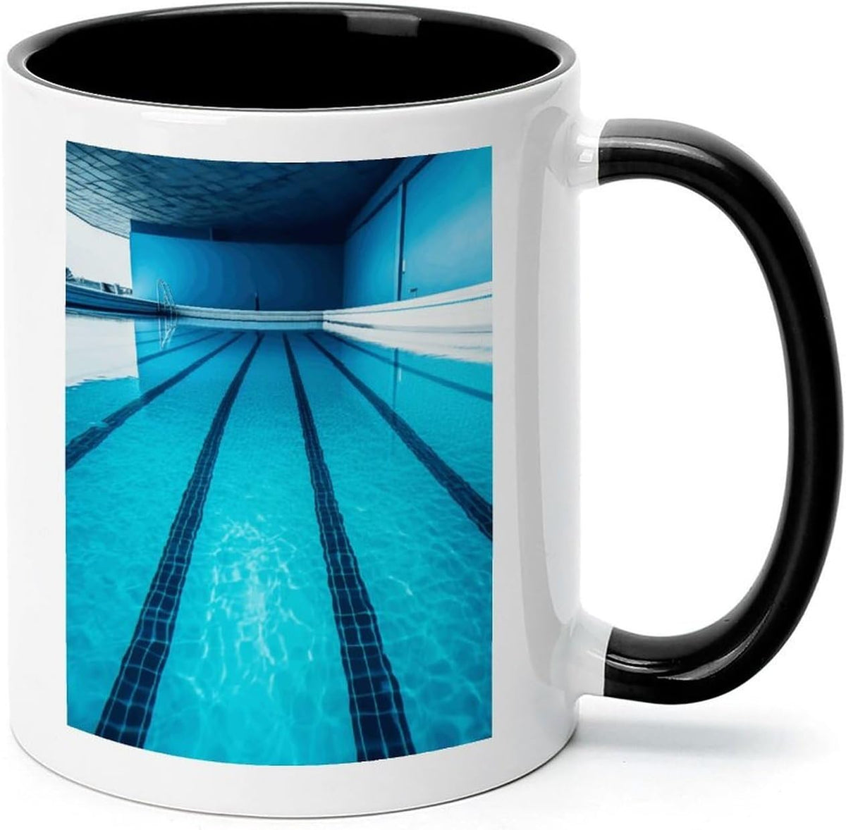 Blue Swimming Pool Inner Colored Heat Resistant Drinking Ceramic Mug