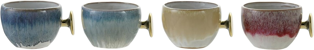 Bloomingville Reactive Glaze Stoneware Mugs With Gold Ceramic Mug