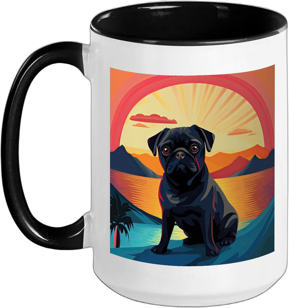 Abstract Pop Art Mountain Pug Ceramic Mug