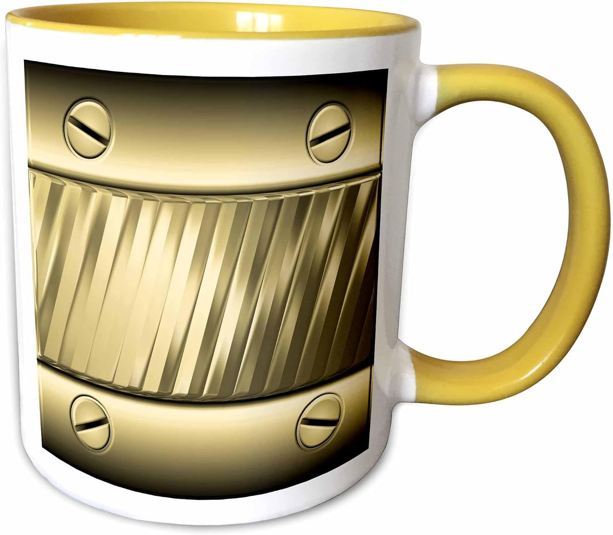 Cool Faux Gold Tone Metal Plate Ceramic Mug