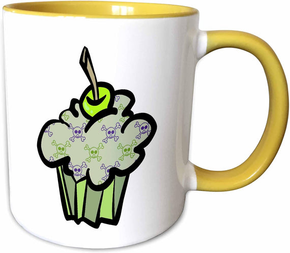 Green Punk Skull Bones Cupcake Ceramic Mug