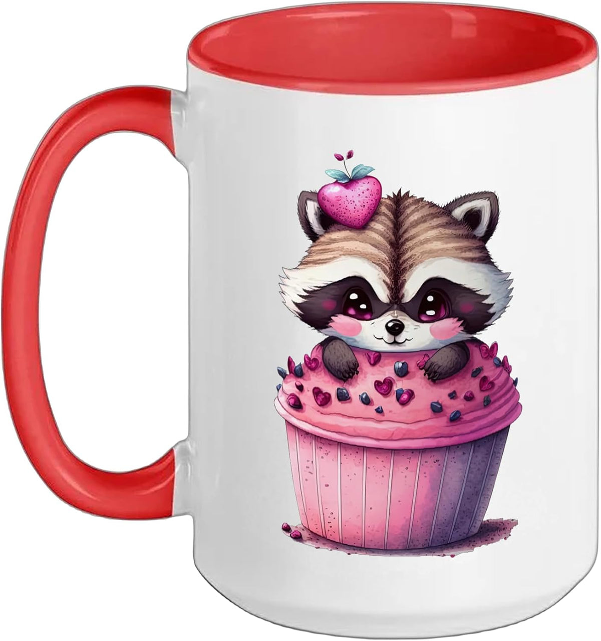 Kawaii Raccoon Cupcake Sweet Treat Adorable Animal Design Ceramic Mug