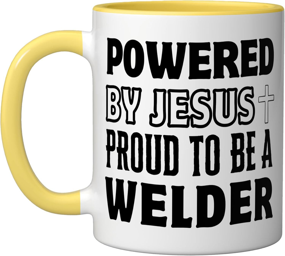 Powered By Jesus Proud To Be Welder Christian Ceramic Mug