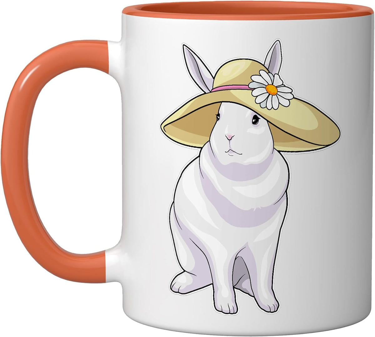 Rabbit Sun Hat Straw Daisy Cute Bunny Ceramic Mug