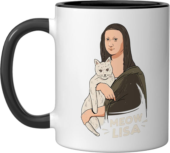 Meow Lisa Mona Lisa Cat Parody Ceramic Mug