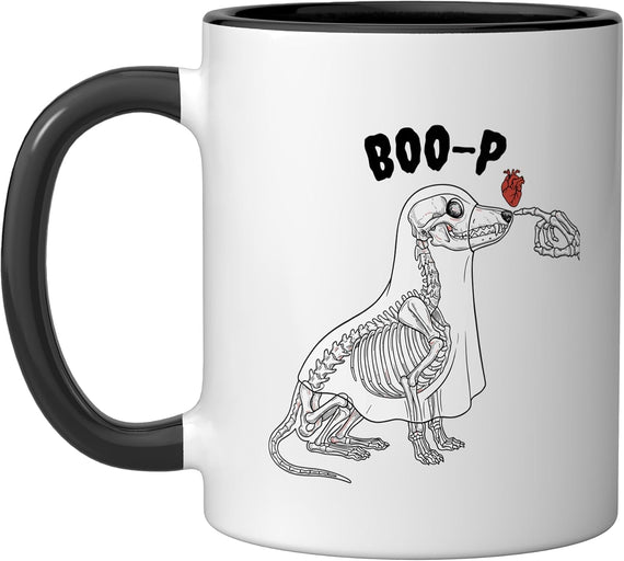 Boo Boop Skeleton Hand on Dog Nose Heart Halloween Ceramic Mug