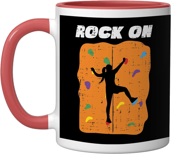 Climbing Rock On Wall Climber Bouldering Women Girls Kids Ceramic Mug