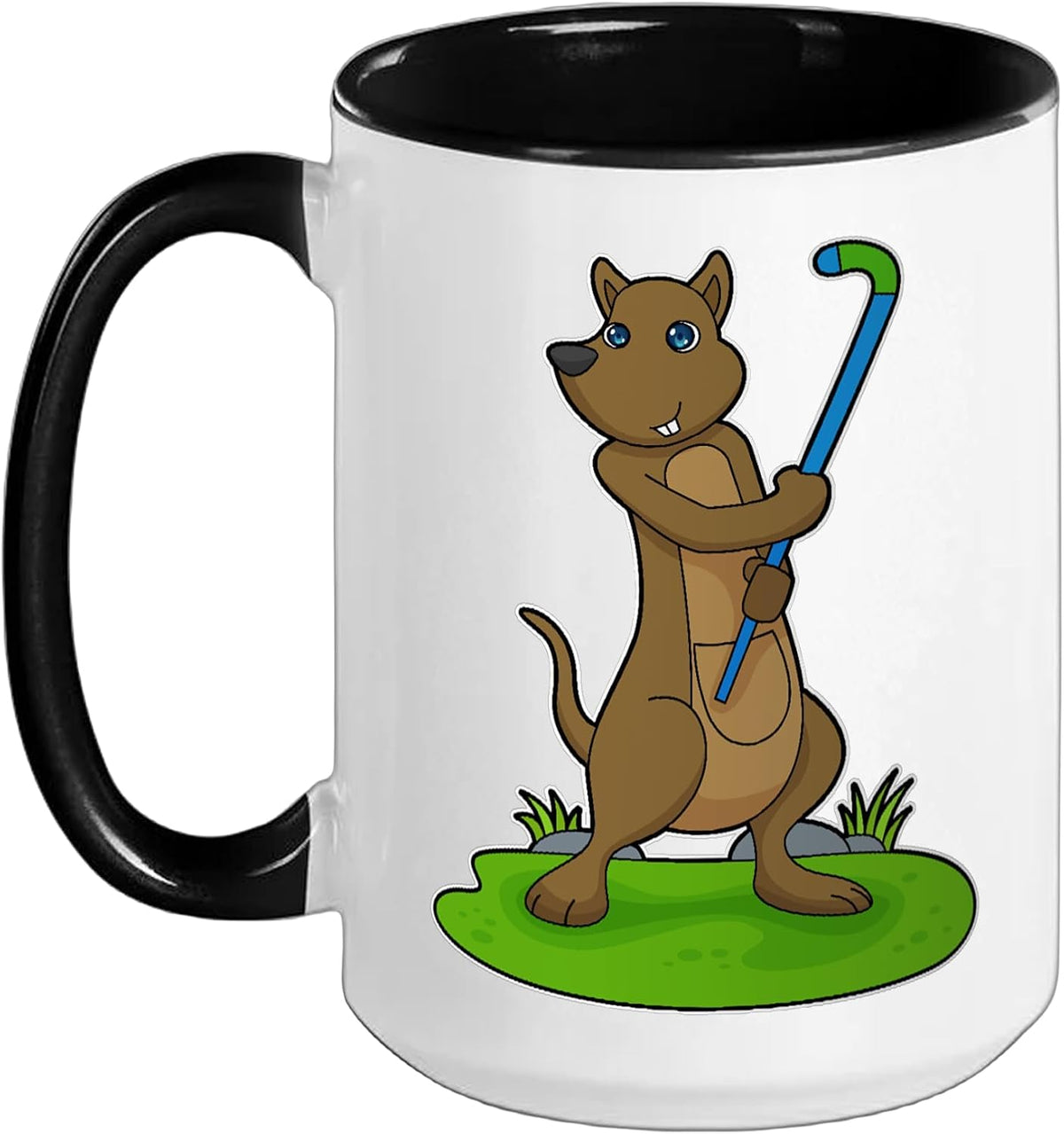 Kangaroo Field Hockey Field Hockey Stick Sports Ceramic Mug