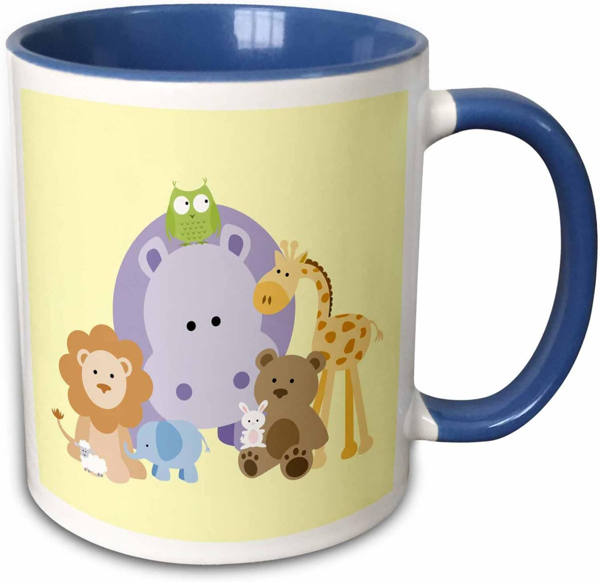 Family Of Cute Zoo Animals On Yellow Backdrop Ceramic Mug