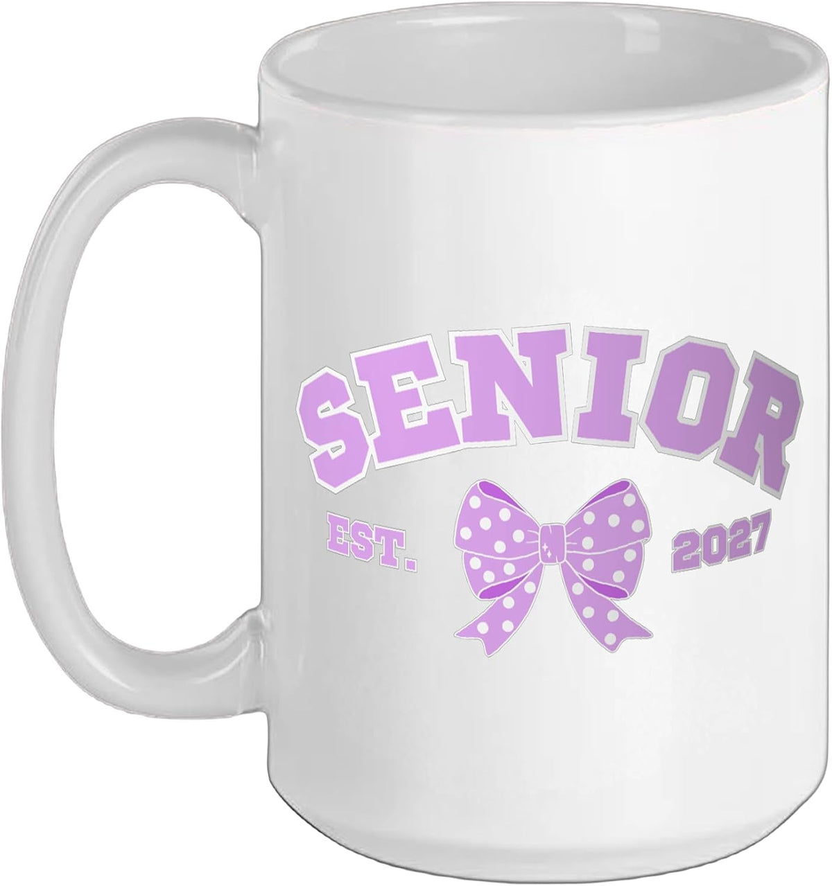 Senior 2027 Coquette Bow Varsity Graduation Ceramic Mug