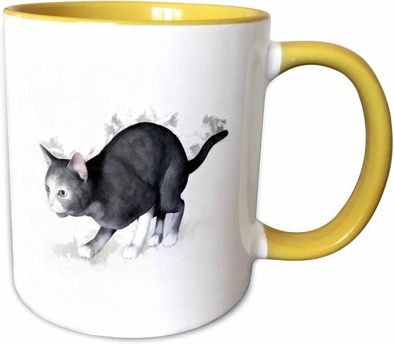 Grey White Cat Ceramic Mug