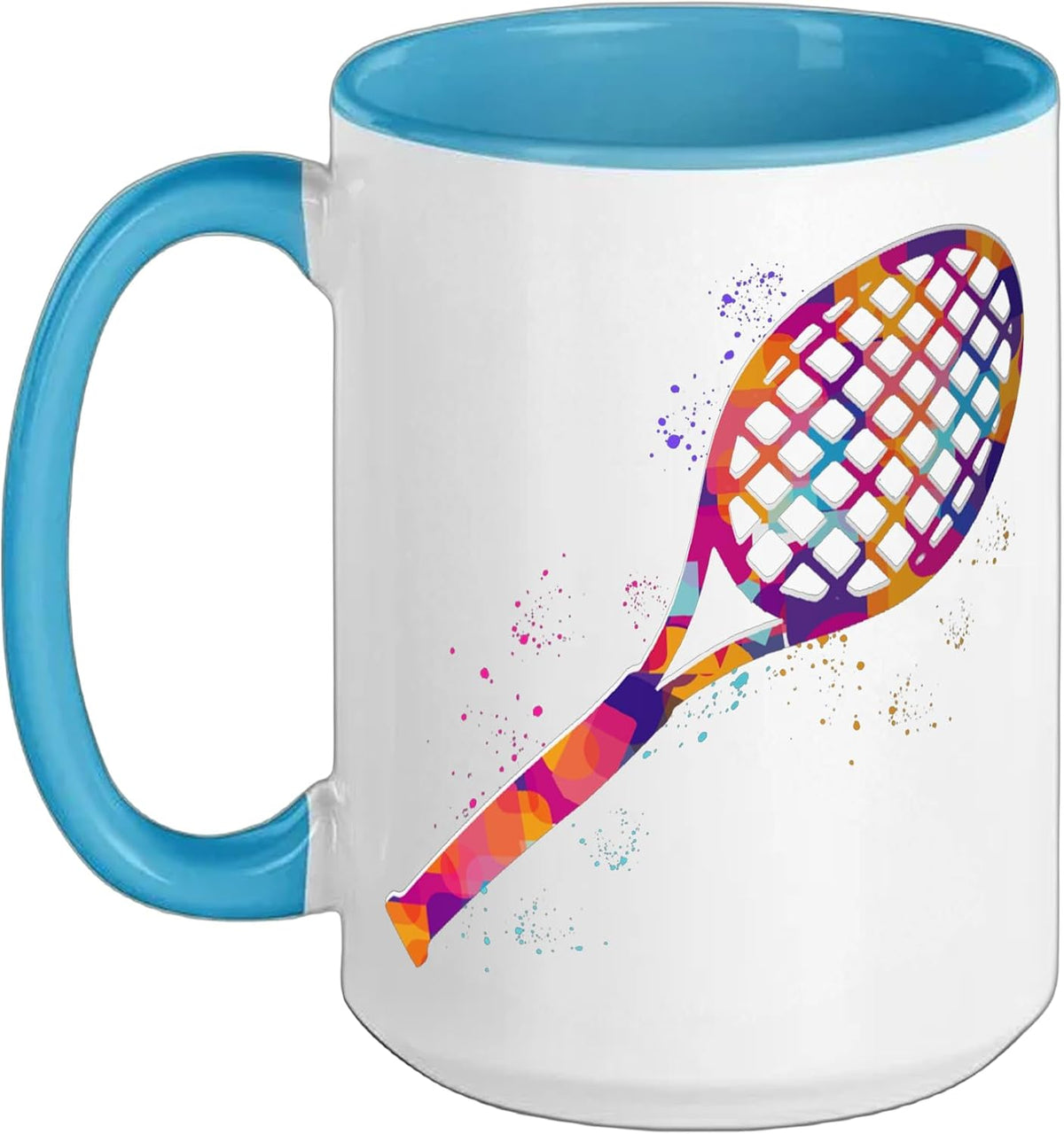 Colorful Tennis Paddle Tennis Player Racket Sports Ceramic Mug
