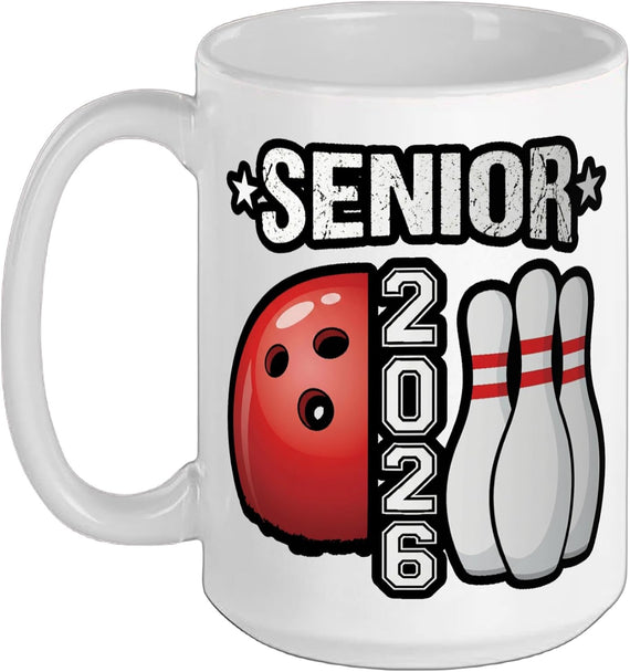 Senior 2026 Graduation Bowling Ball Pins Funny Ceramic Mug