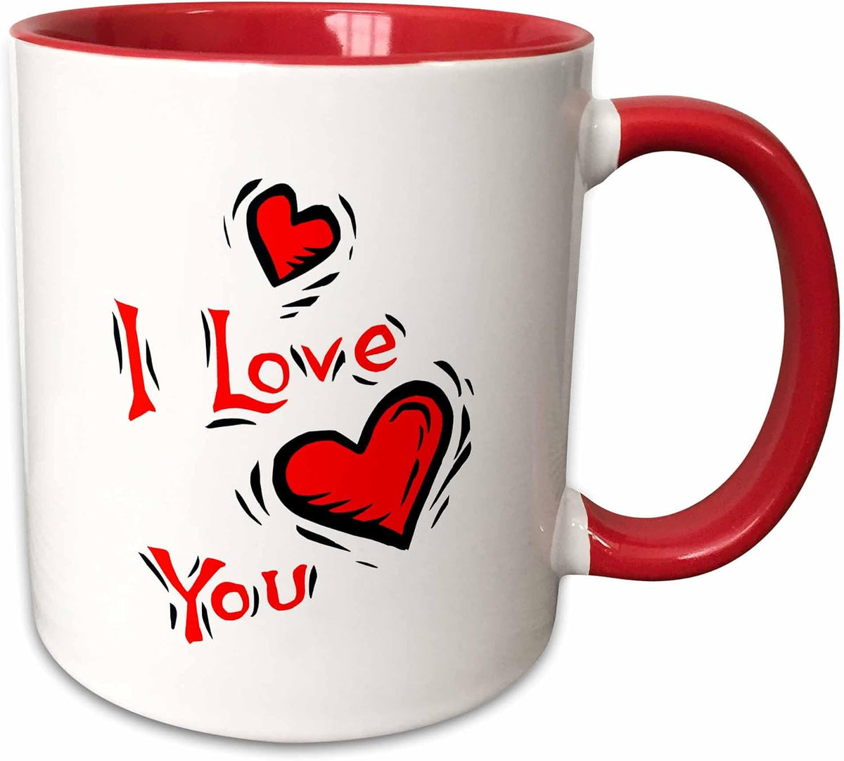 Hearts I Love You Text Design Valentine Ceramic Mug