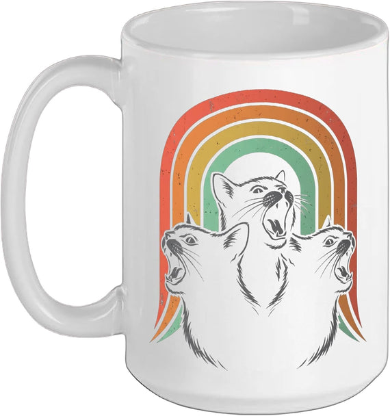 Three Howling Cats Retro Rainbow Arch Graphic Ceramic Mug