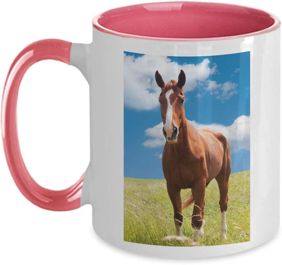 Brown Horse Pink 1 Ceramic Mug