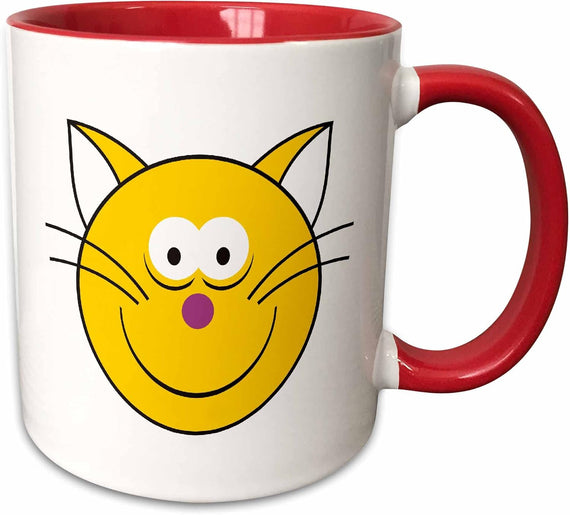 Yellow Smiley Cat Face Cartoon Smile Ceramic Mug