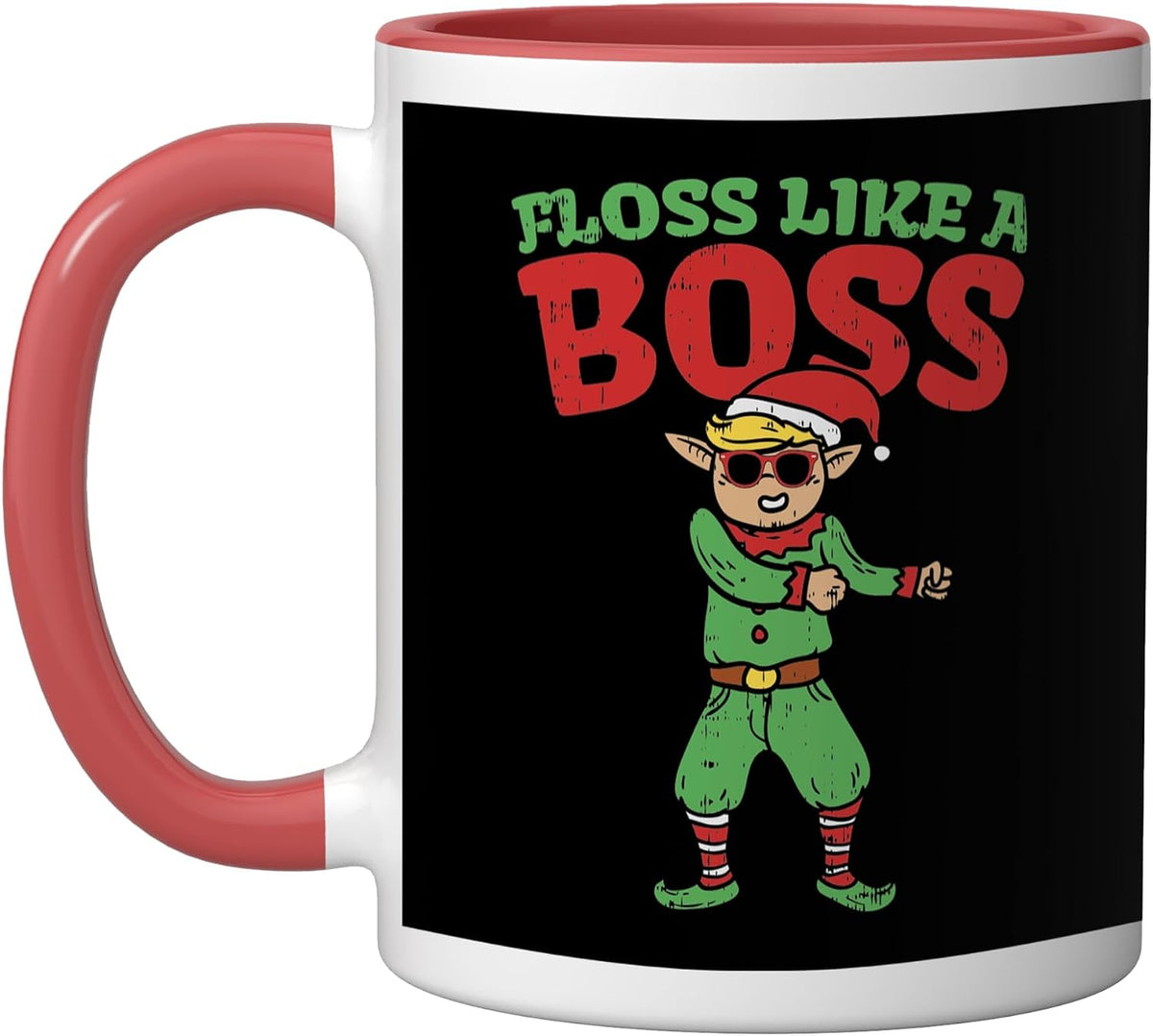 Floss Like A Boss Christmas Flossing Elf Boy Girl Ceramic Mug