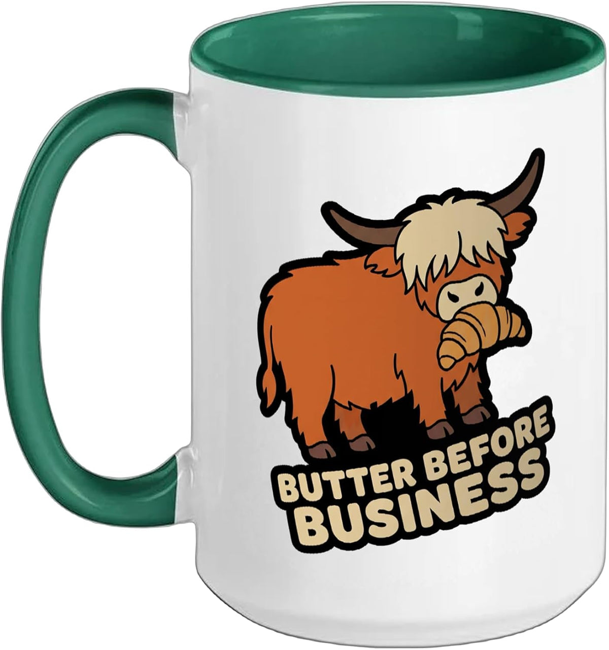 Butter Before Business Highland Cow Cute Cattle Foodie Ceramic Mug