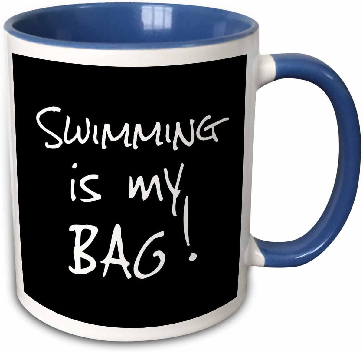 Swimming Is My Bag. Fun Swimmer Gift B&W Text Christmas Ceramic Mug