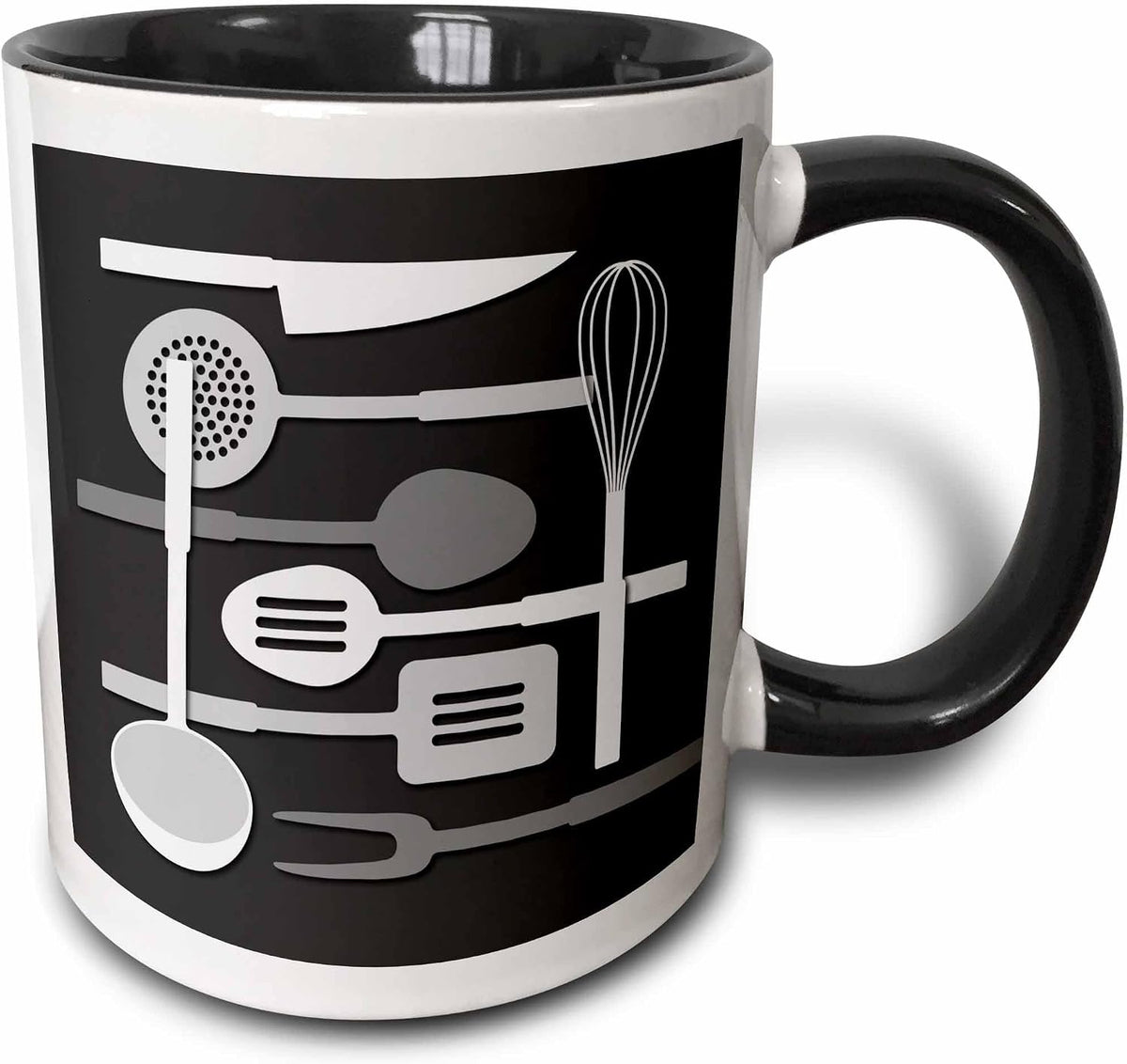 Kitchen Utensils In Monochrome Ceramic Mug