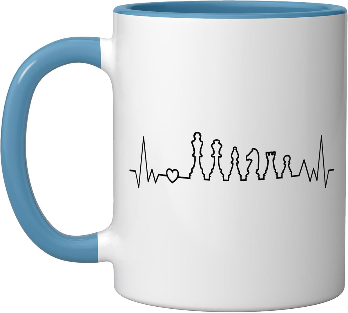 Chess Player Heartbeat With Chess Pieces For Men Women Ceramic Mug